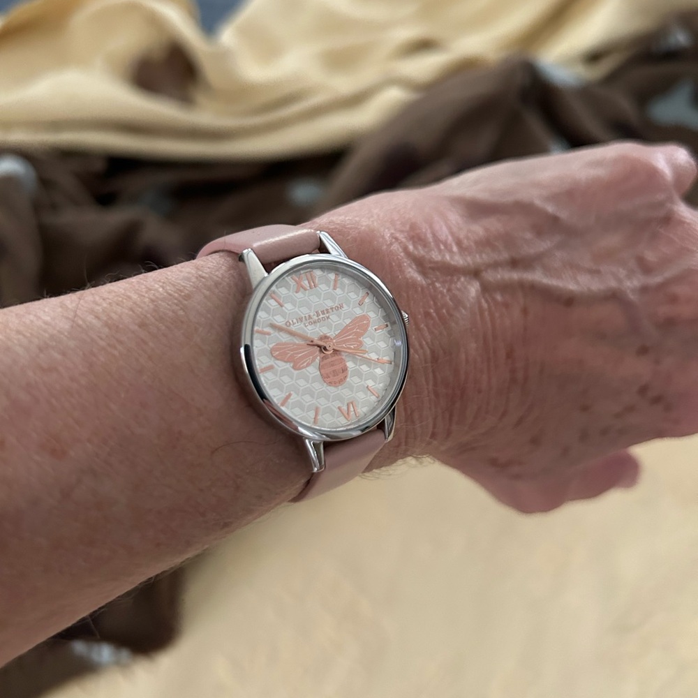 OLIVIA BURTON Pink and Silver Bee Watch